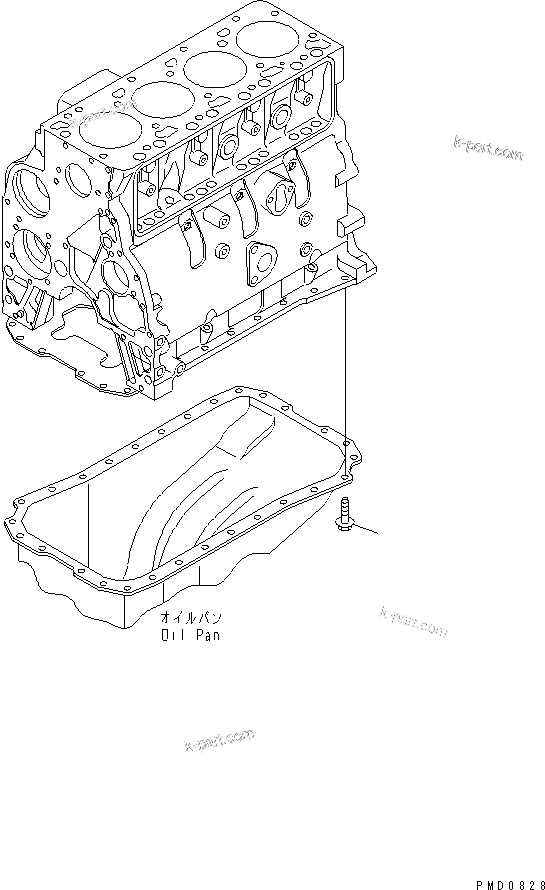 Komatsu parts book diagram for SAA4D102E-2E-4 S/N 26274903-UP: OIL PAN BOLT(#26277757-)
