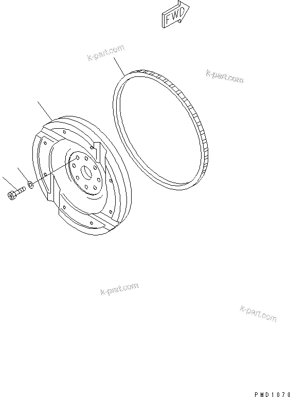 Komatsu parts book diagram for SAA4D102E-2E-4 S/N 26274903-UP: FLYWHEEL(#26304081-)