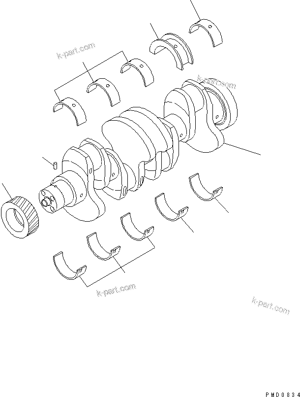 Komatsu parts book diagram for SAA4D102E-2E-4 S/N 26274903-UP: CRANKSHAFT(#26277757-)