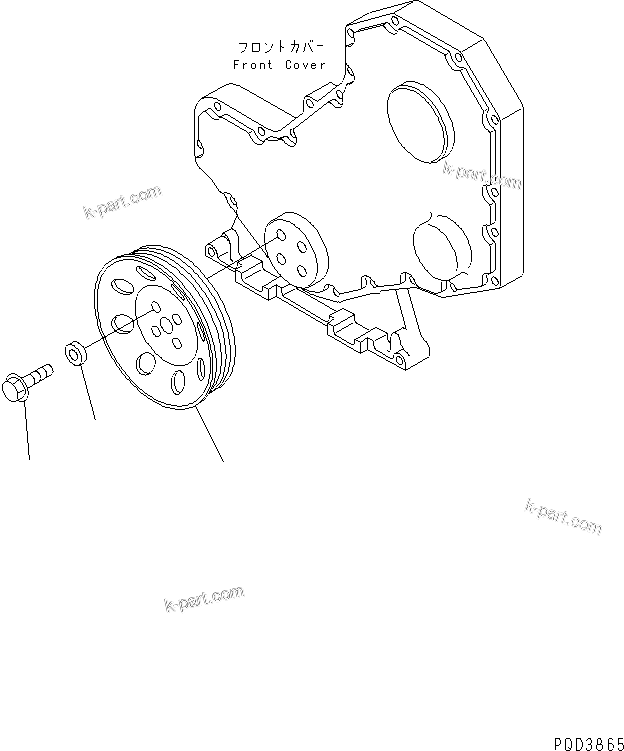 Komatsu parts book diagram for SAA4D102E-2E-4 S/N 26274903-UP: CRANK PULLEY(#26304081-)