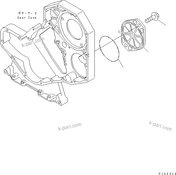 Komatsu parts book diagram for SAA4D102E-2E-4 S/N 26274903-UP: FRONT GEAR TRAIN COVER