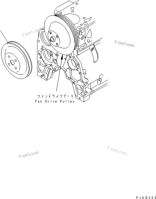 Komatsu parts book diagram for SAA4D102E-2E-4 S/N 26274903-UP: FAN PULLEY(#26282900-)