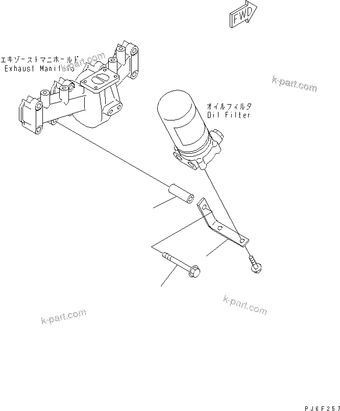 Komatsu parts book diagram for SAA4D102E-2E-4 S/N 26274903-UP: OIL FILTER BRACKET(#26304081-)