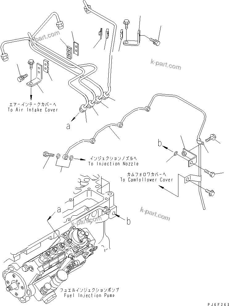 Komatsu parts book diagram for SAA4D102E-2E-4 S/N 26274903-UP: FUEL PIPING(#26304081-)