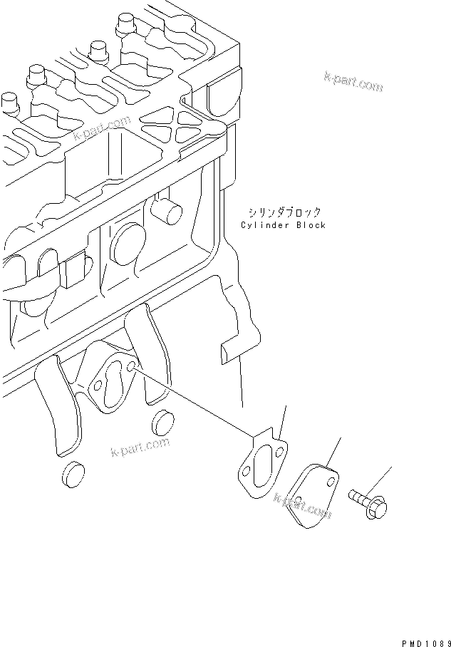 Komatsu parts book diagram for SAA4D102E-2E-4 S/N 26274903-UP: CYLINDER BLOCK BLIND COVER(#26304081-)