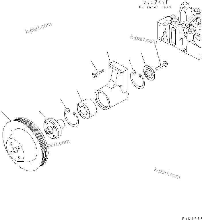 Komatsu parts book diagram for SAA4D102E-2E-4 S/N 26274903-UP: FAN DRIVE PULLEY(#26304081-)