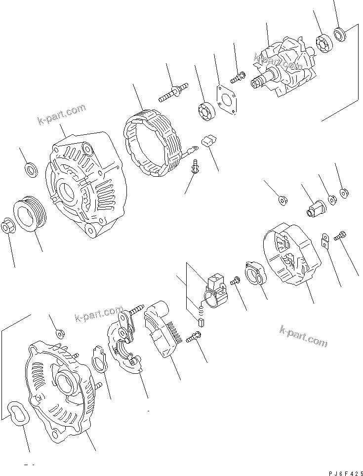 Komatsu parts book diagram for SAA4D102E-2E-4 S/N 26274903-UP: ALTERNATOR (60A) (INNER PARTS)(#26302312-)