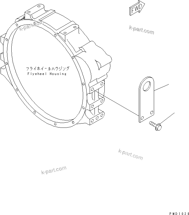Komatsu parts book diagram for SAA4D102E-2G-4 S/N 26274903-UP: REAR HANGER(#26302312-)