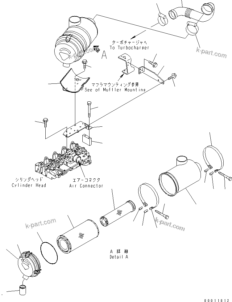 Komatsu parts book diagram for SAA4D102E-2G-4 S/N 26274903-UP: AIR CLEANER(#26317765-)