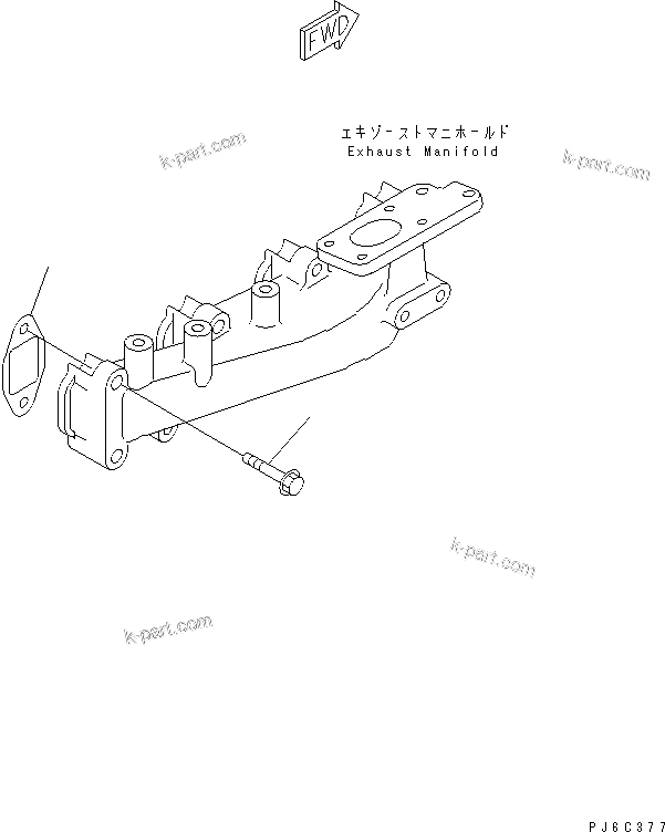 Komatsu parts book diagram for SAA4D102E-2G-4 S/N 26274903-UP: EXHAUST MANIFOLD GASKET AND BOLT(#26277757-)