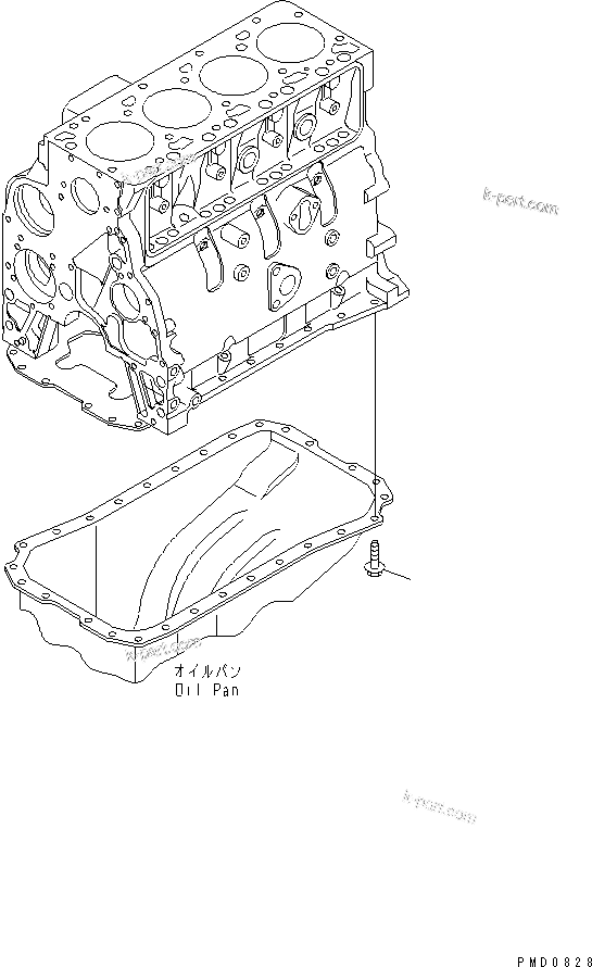 Komatsu parts book diagram for SAA4D102E-2G-4 S/N 26274903-UP: OIL PAN BOLT(#26277757-)
