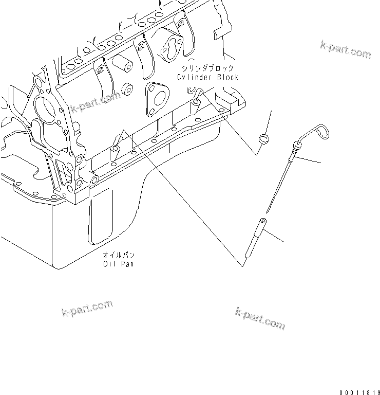 Komatsu parts book diagram for SAA4D102E-2G-4 S/N 26274903-UP: OIL LEVEL GAUGE(#26317765-)