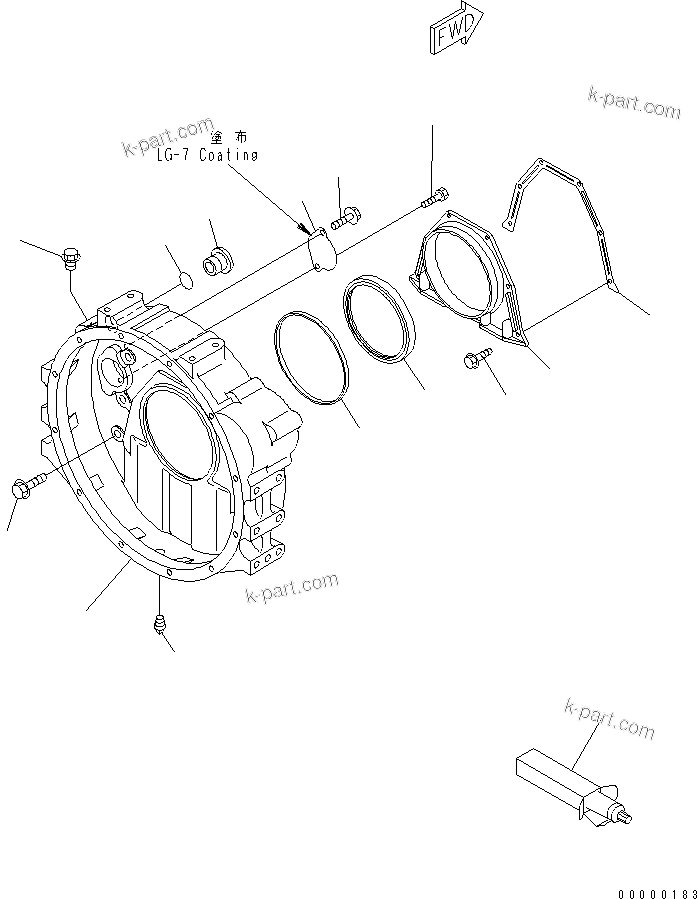 Komatsu parts book diagram for SAA4D102E-2G-4 S/N 26274903-UP: FLYWHEEL HOUSING(#26302312-)