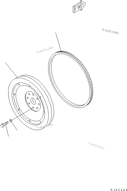 Komatsu parts book diagram for SAA4D102E-2G-4 S/N 26274903-UP: FLYWHEEL(#26317765-)