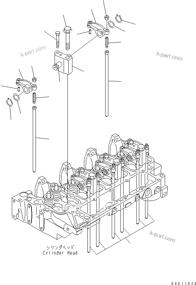 Komatsu parts book diagram for SAA4D102E-2G-4 S/N 26274903-UP: ROCKER ARM(#26277757-)