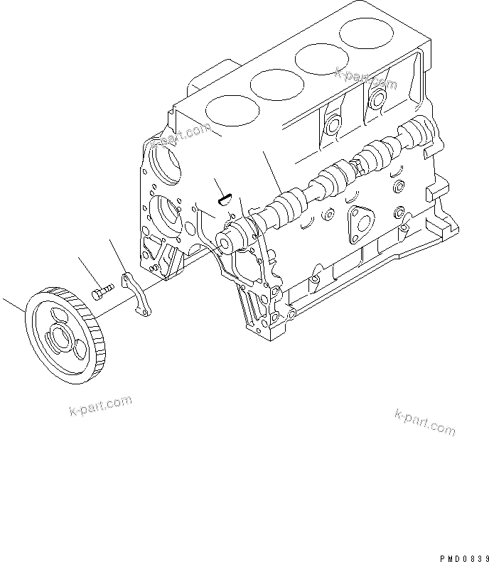 Komatsu parts book diagram for SAA4D102E-2G-4 S/N 26274903-UP: CAMSHAFT(#26277757-)