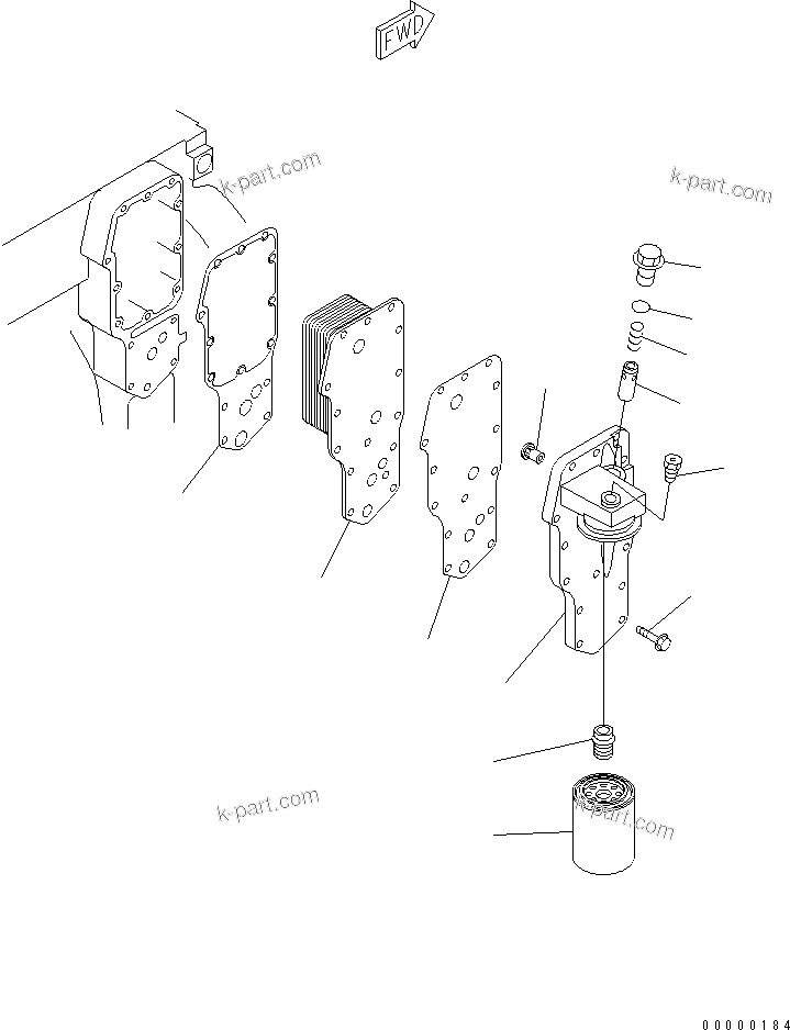 Komatsu parts book diagram for SAA4D102E-2G-4 S/N 26274903-UP: OIL COOLER AND OIL FILTER(#26320001-)
