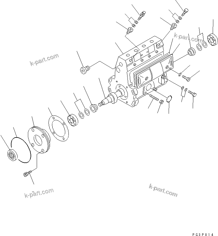 Komatsu parts book diagram for SAA4D102E-2G-4 S/N 26274903-UP: FUEL INJECTION PUMP (PUMP) (1/2) (INNER PARTS)(#26317765-)