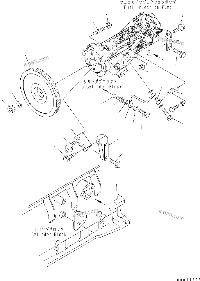 Komatsu parts book diagram for SAA4D102E-2G-4 S/N 26274903-UP: FUEL INJECTION PUMP MOUNTING(#26317765-)
