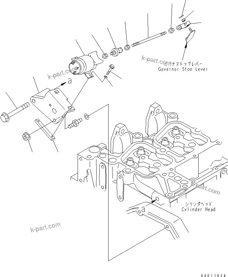 Komatsu parts book diagram for SAA4D102E-2G-4 S/N 26274903-UP: STOP SOLENOID(#26317765-)