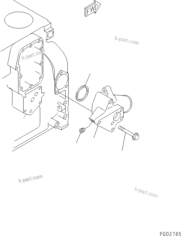 Komatsu parts book diagram for SAA4D102E-2G-4 S/N 26274903-UP: WATER CONNECTOR (FOR 90A ALTERNATOR)(#26314444-)