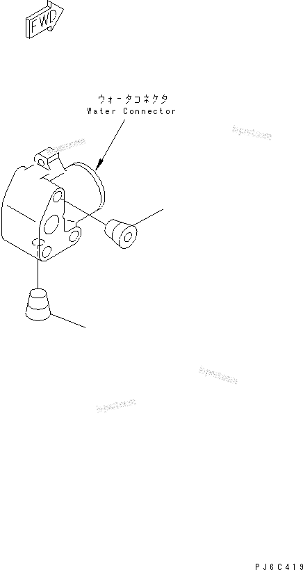 Komatsu parts book diagram for SAA4D102E-2G-4 S/N 26274903-UP: WATER CONNECTOR PLUG(#26277757-)