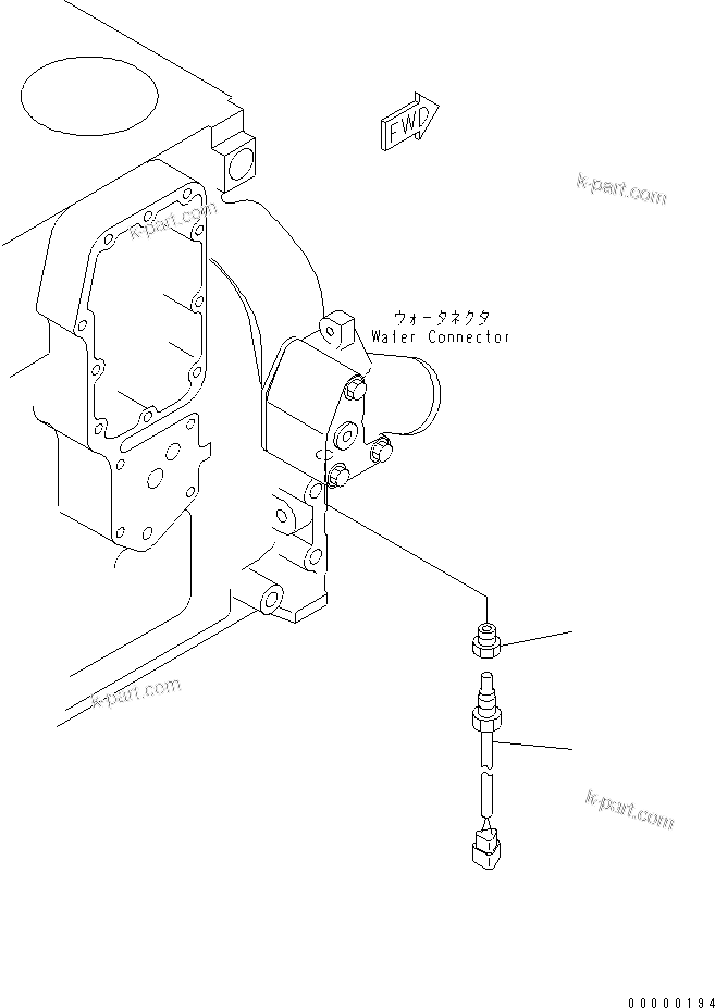 Komatsu parts book diagram for SAA4D102E-2G-4 S/N 26274903-UP: WATER TEPERATURE SENSOR(#26302312-)