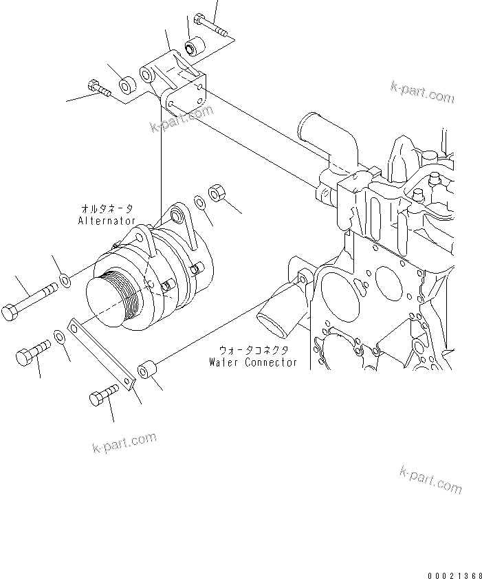 Komatsu parts book diagram for SAA4D102E-2G-4 S/N 26274903-UP: ALTERNATOR MOUNTING (FOR 35A¤ 60A ALTERNATOR) (SANDY AND DUSTY SPEC.) (STOCKBREEDING SPEC.)(#26333506-)
