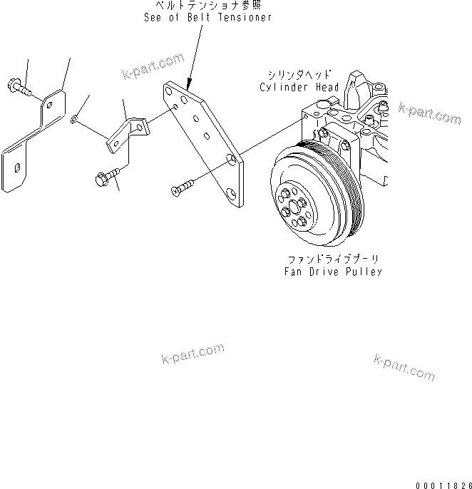 Komatsu parts book diagram for SAA4D102E-2G-4 S/N 26274903-UP: ALTERNATOR COVER (FOR 60A ALTERNATOR)(#26317765-)