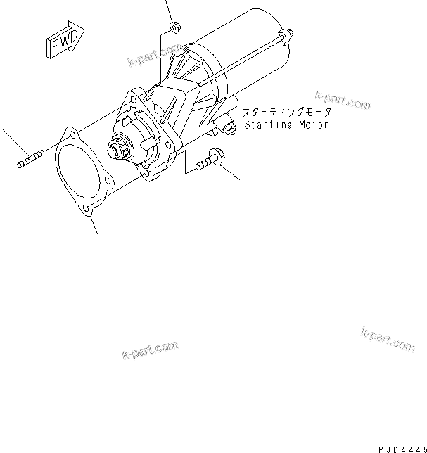 Komatsu parts book diagram for SAA4D102E-2G-4 S/N 26274903-UP: STARTING MOTOR MOUNTING (5.5KW)