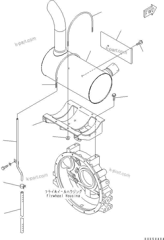 Komatsu parts book diagram for SAA4D95LE-5A S/N 500001-UP: MUFFLER