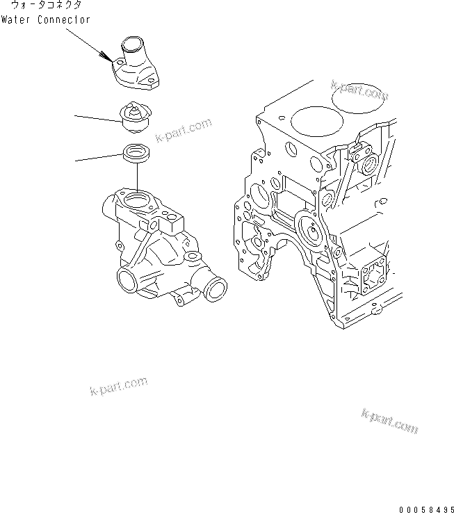 Komatsu parts book diagram for SAA4D95LE-5A S/N 500001-UP: THERMOSTAT