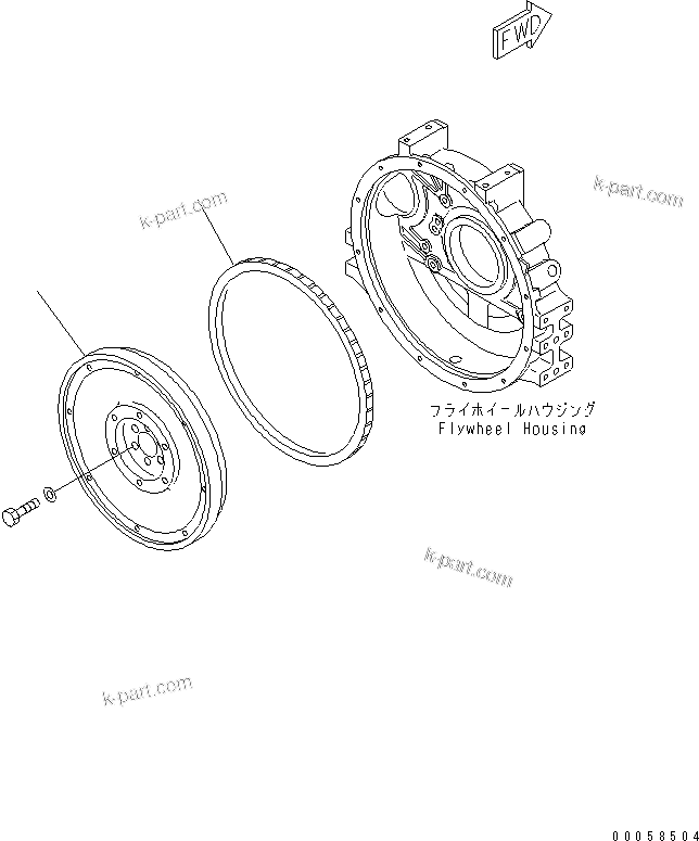 Komatsu parts book diagram for SAA4D95LE-5A S/N 500001-UP: FLYWHEEL