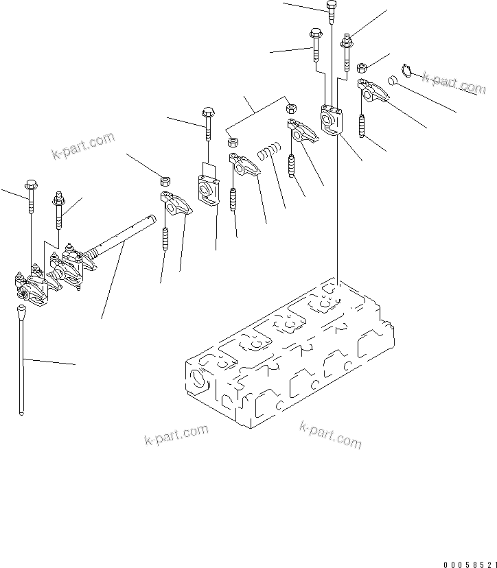 Komatsu parts book diagram for SAA4D95LE-5A S/N 500001-UP: ROCKER ARM