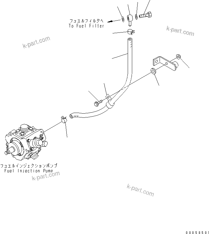 Komatsu parts book diagram for SAA4D95LE-5A S/N 500001-UP: FUEL FILTER PIPING