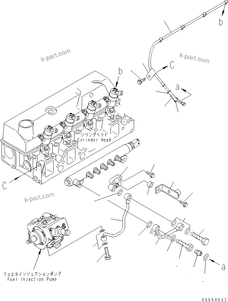 Komatsu parts book diagram for SAA4D95LE-5A S/N 500001-UP: FUEL FILTER PIPING