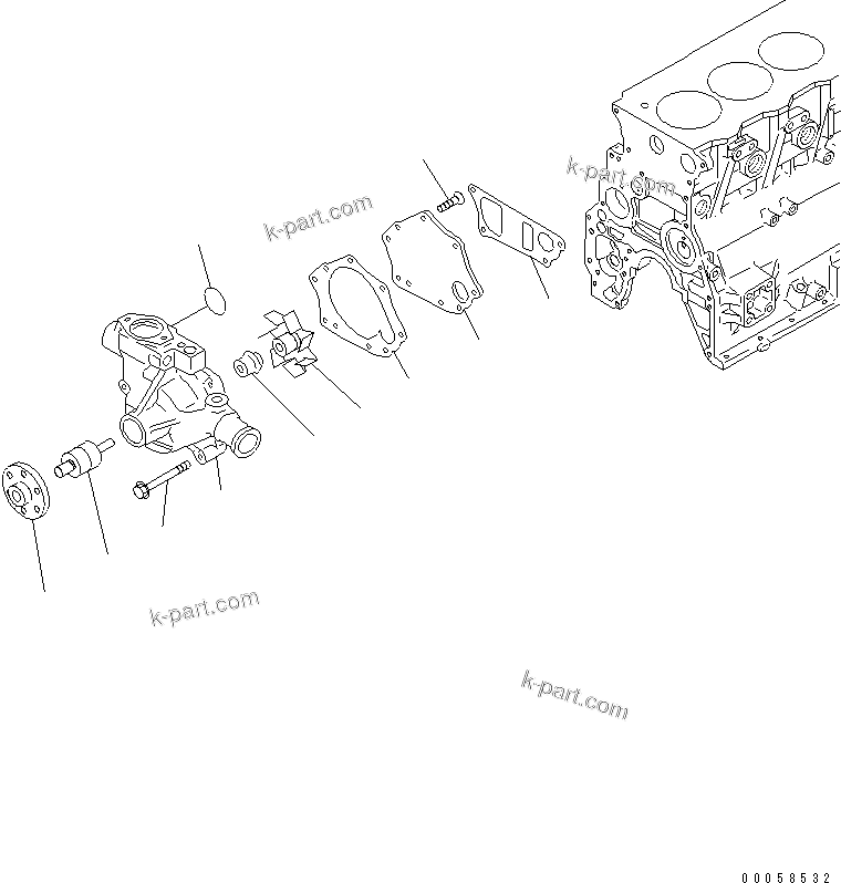 Komatsu parts book diagram for SAA4D95LE-5A S/N 500001-UP: WATER PUMP