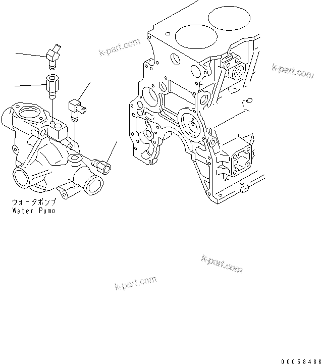 Komatsu parts book diagram for SAA4D95LE-5A S/N 500001-UP: WATER PUMP ADAPTER