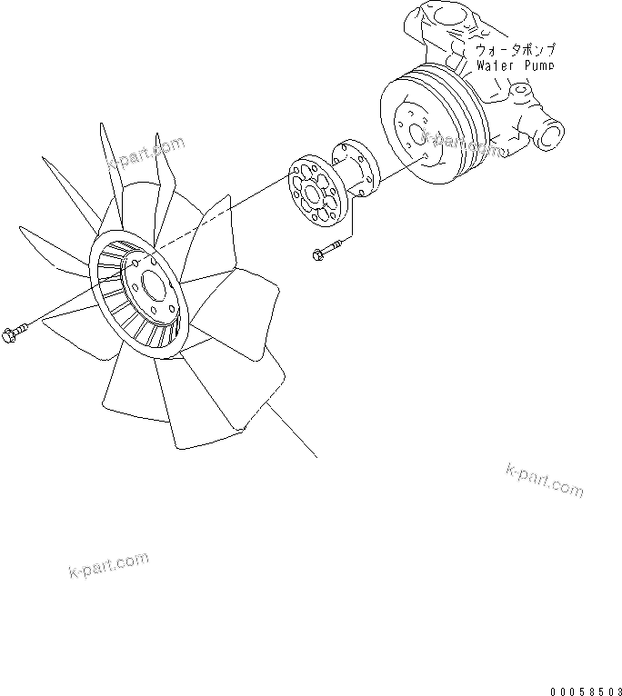 Komatsu parts book diagram for SAA4D95LE-5A S/N 500001-UP: COOLING FAN