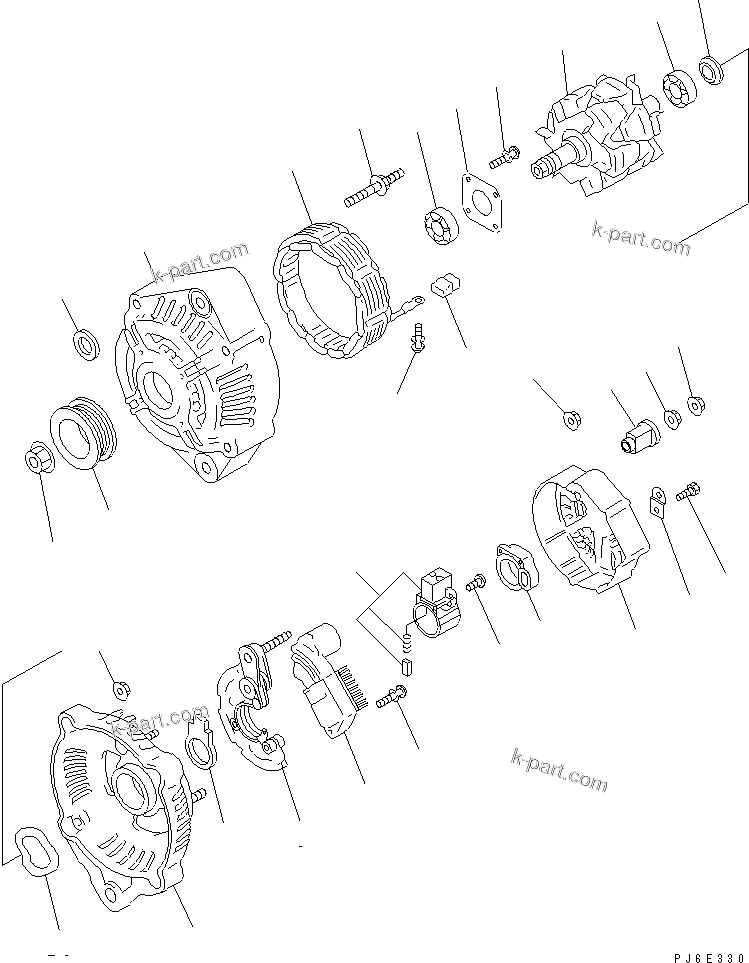 Komatsu parts book diagram for SAA4D95LE-5A S/N 500001-UP: ALTERNATOR (35A) (INNER PARTS)