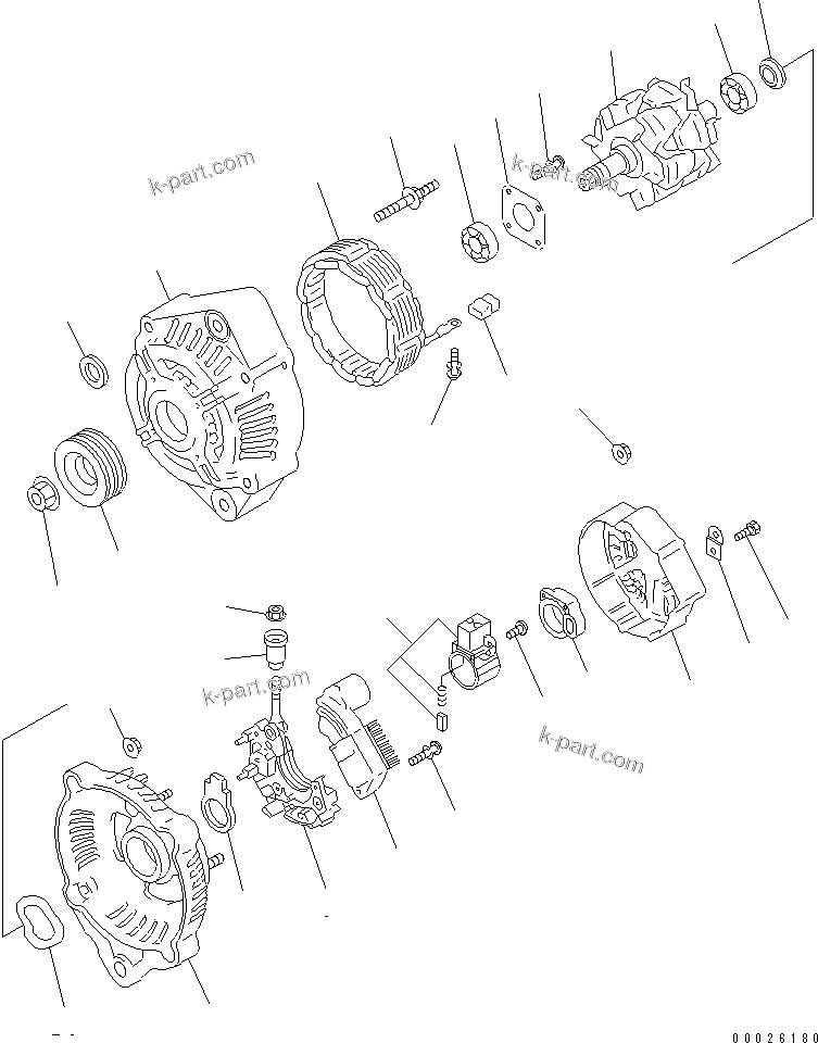 Komatsu parts book diagram for SAA4D95LE-5A S/N 500001-UP: ALTERNATOR (60A) (INNER PARTS)