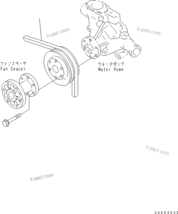Komatsu parts book diagram for SAA4D95LE-5A S/N 500001-UP: FAN BELT