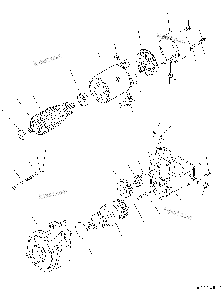 Komatsu parts book diagram for SAA4D95LE-5A S/N 500001-UP: STARTING MOTOR (4.5KW) (INNER PARTS)