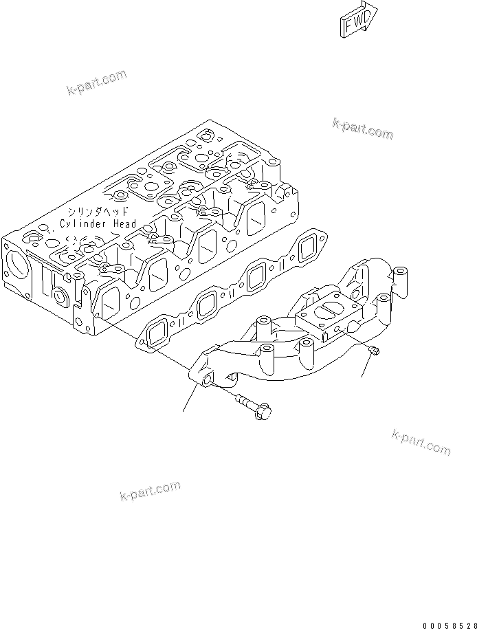 Komatsu parts book diagram for SAA4D95LE-5L-W S/N 500001-UP: EXHAUST MANIFOLD
