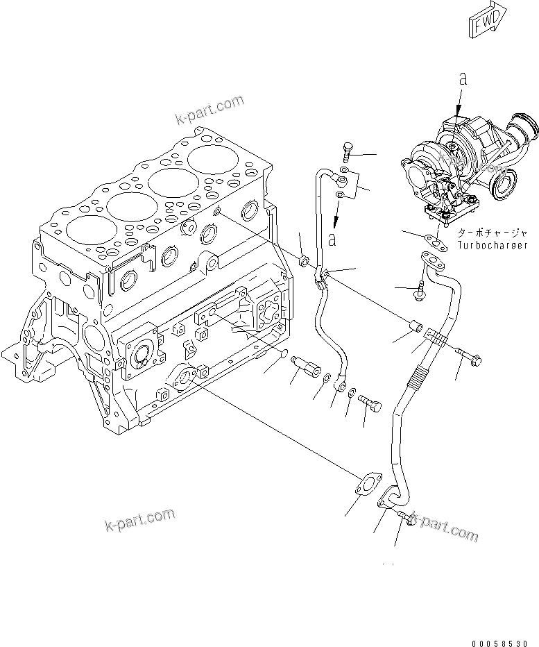 Komatsu parts book diagram for SAA4D95LE-5L-W S/N 500001-UP: TURBOCHARGER OIL PIPING
