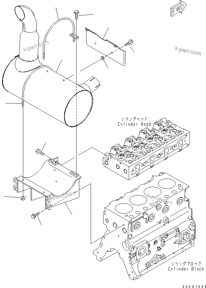 Komatsu parts book diagram for SAA4D95LE-5L-W S/N 500001-UP: MUFFLER(#511213-)
