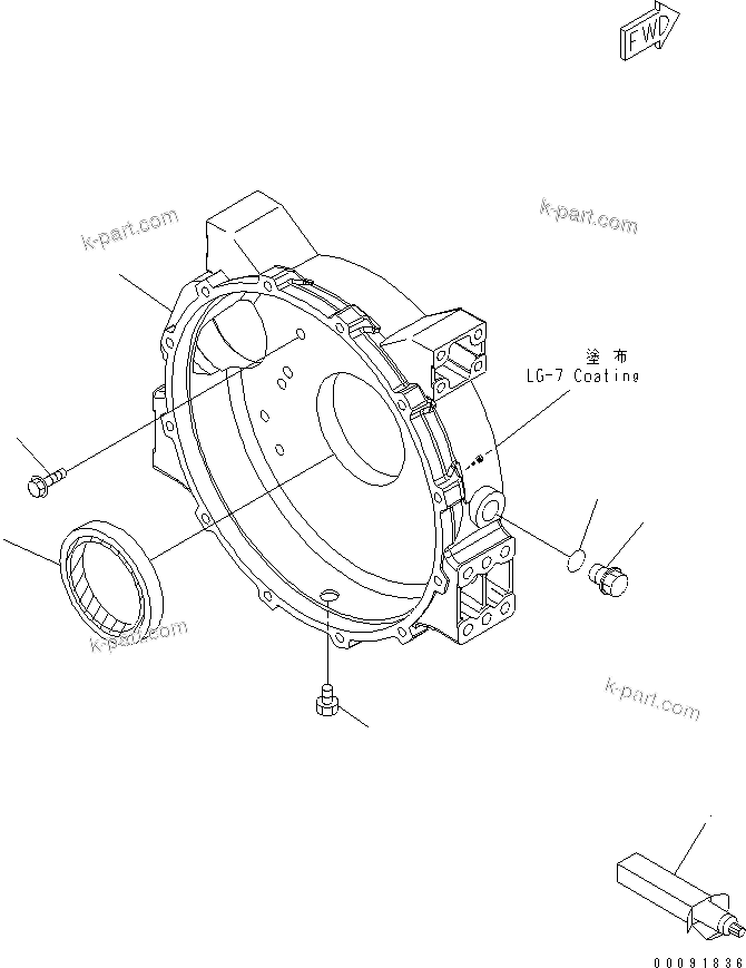 Komatsu parts book diagram for SAA4D95LE-5L-W S/N 500001-UP: FLYWHEEL HOUSING(#511213-)