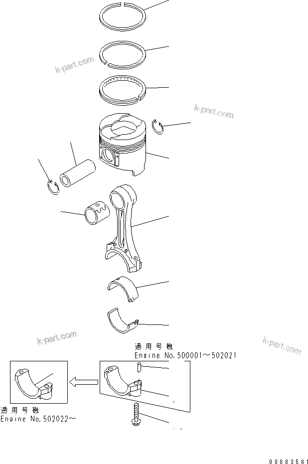 Komatsu parts book diagram for SAA4D95LE-5L-W S/N 500001-UP: PISTON