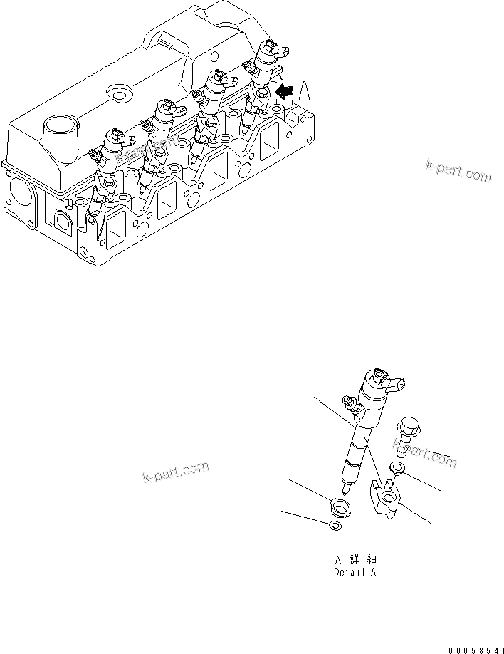 Komatsu parts book diagram for SAA4D95LE-5L-W S/N 500001-UP: INJECTOR