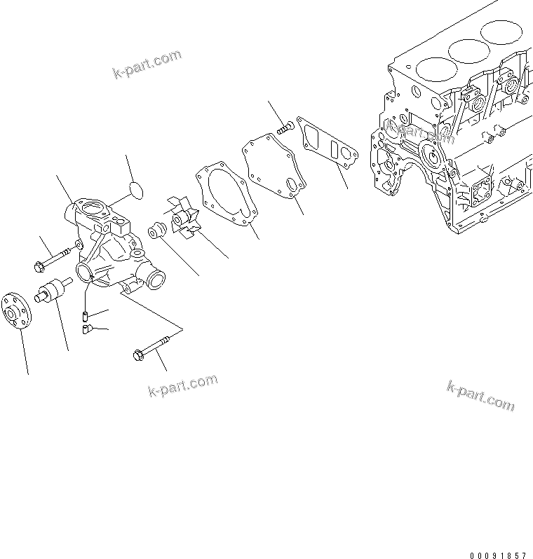 Komatsu parts book diagram for SAA4D95LE-5L-W S/N 500001-UP: WATER PUMP(#511213-)